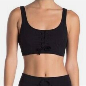 Free People Movement Black Lace-up Front Sports Bra Womens Small